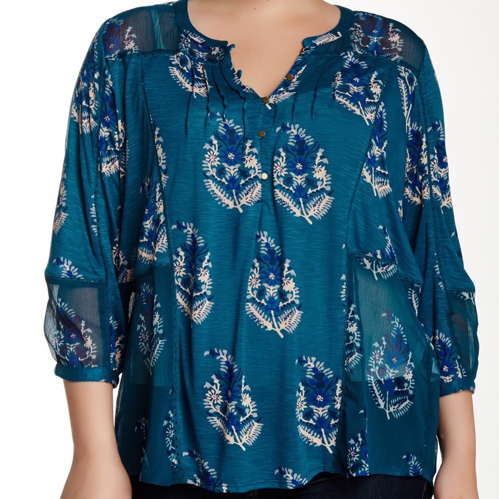 Lucky Brand Mixed Henley Top